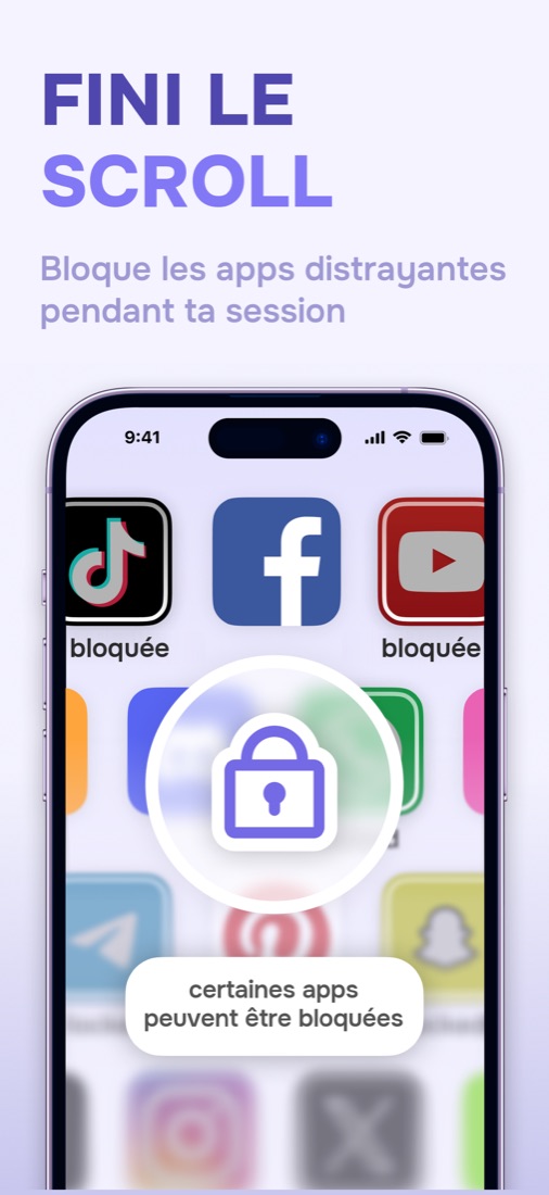 Blocage d’apps pendant une séance de concentration