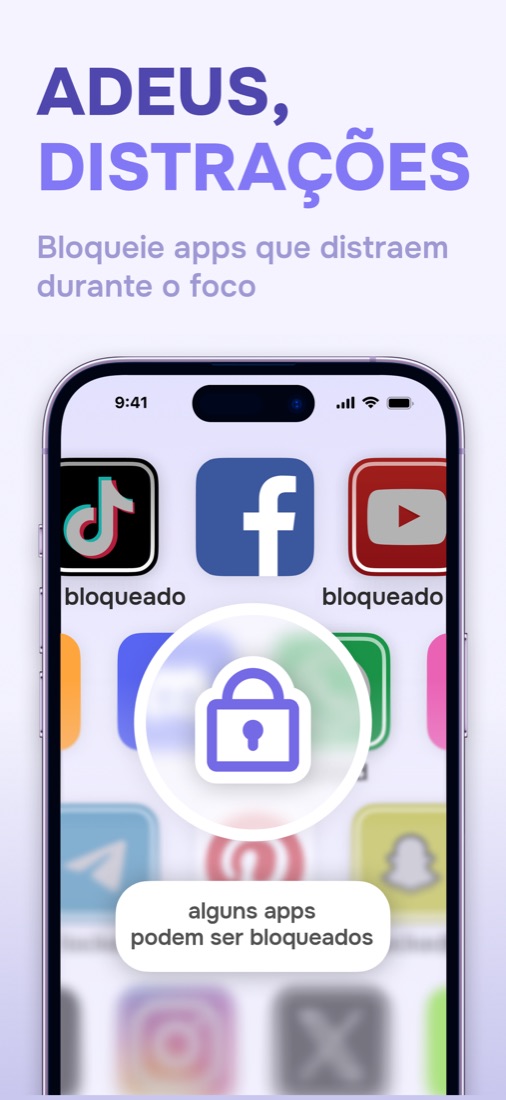 Bloqueio de apps durante uma sessão de foco