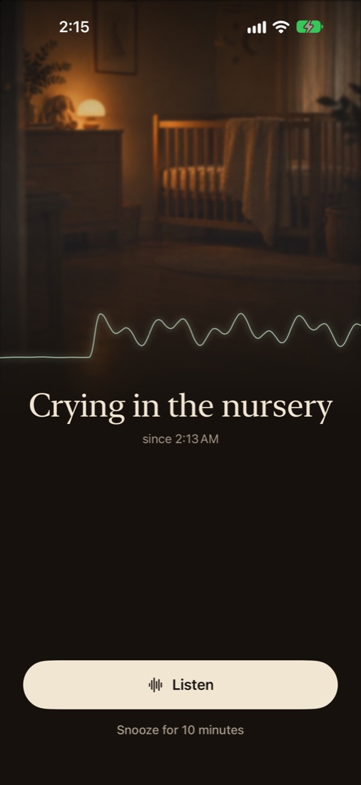 An alert: crying in the nursery