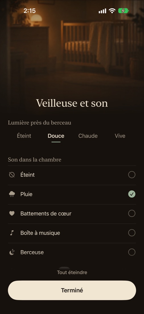 Sons apaisants et veilleuse