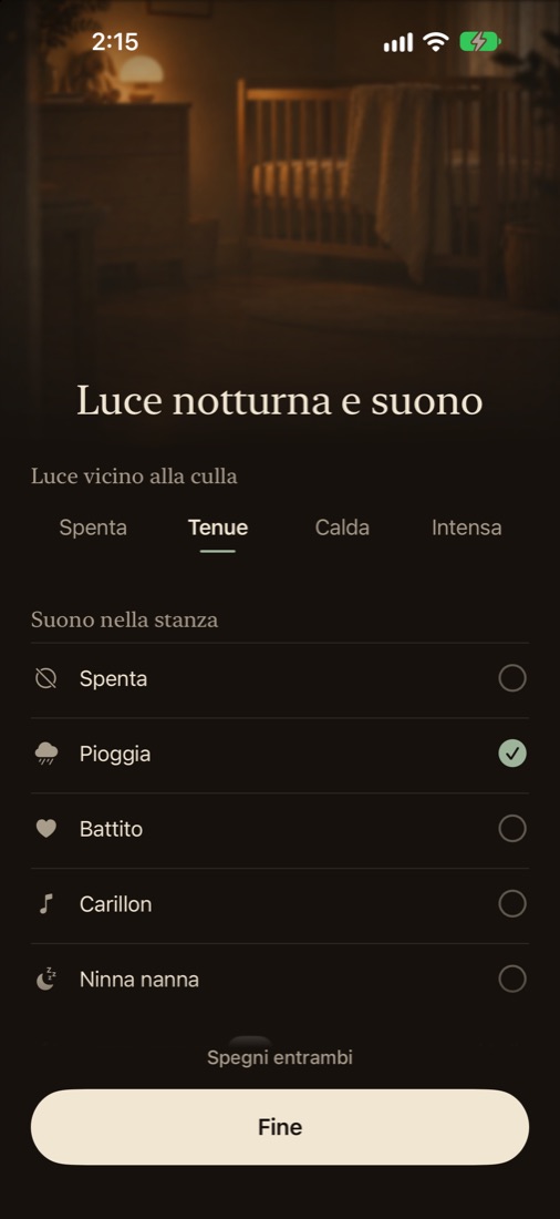 Suoni rilassanti e luce notturna